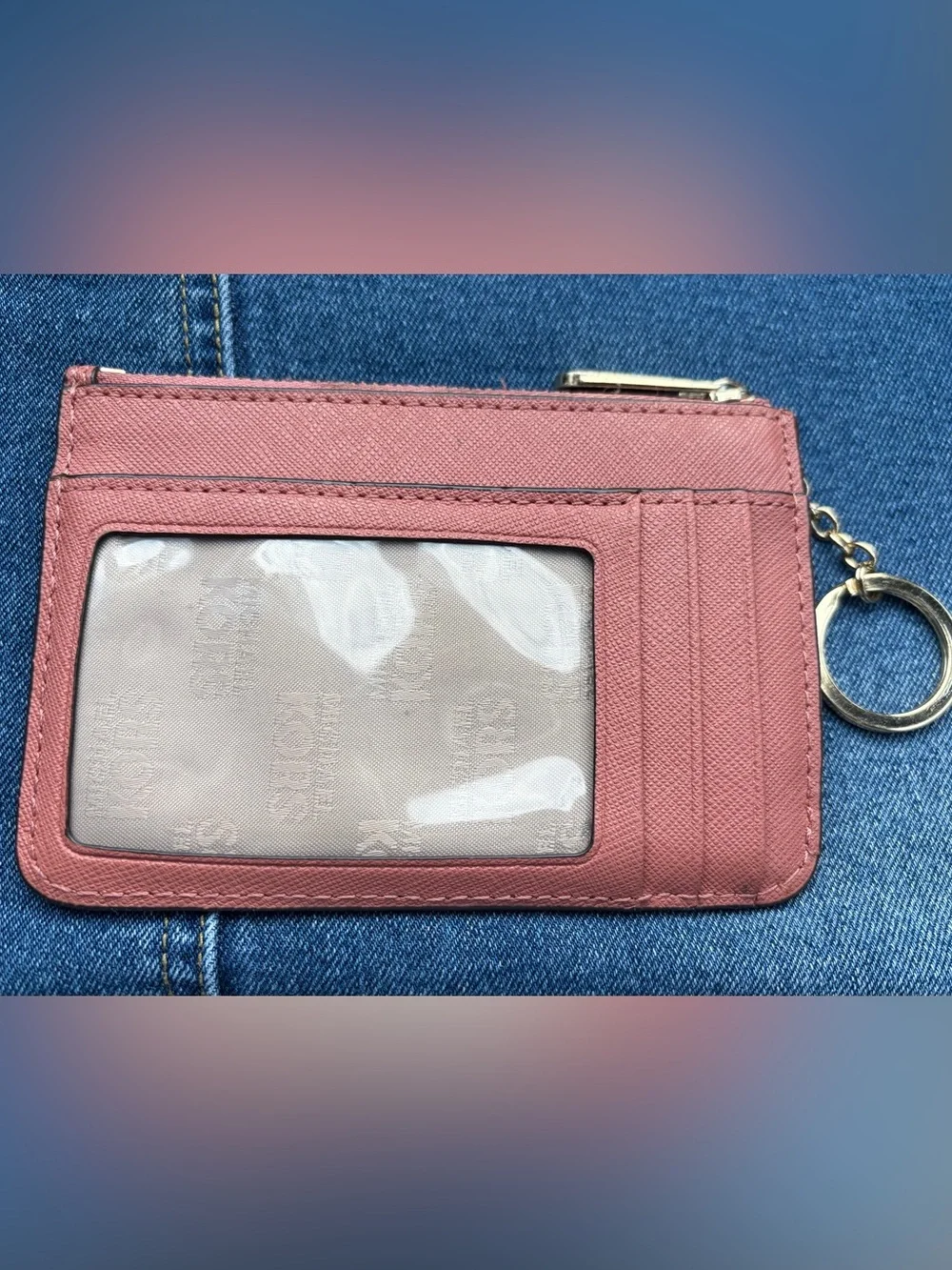 Michael Kors Pink Zip Card Case Key Ring
